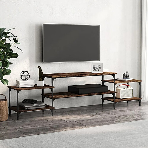 Maison Chic Meuble TV scandinave - Banc TV pour salon chêne fumé 197x35x52 cm bois d'ingénierie -MN31722