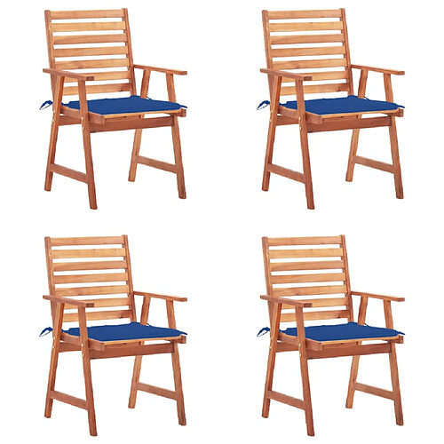 vidaXL Chaises à manger d'extérieur lot de 4 et coussins Acacia massif