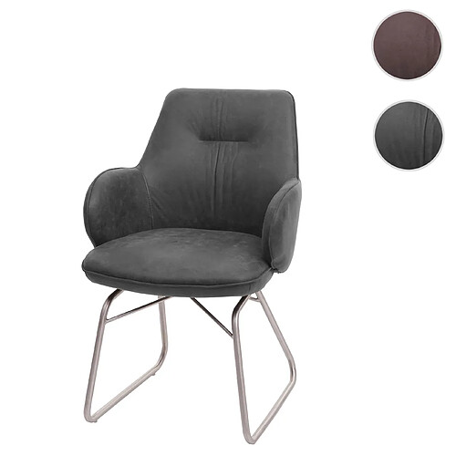 Mendler Chaise de salle à manger HWC-G72, fauteuil, mécanisme basculant, tissu, acier inox brossè ~ gris