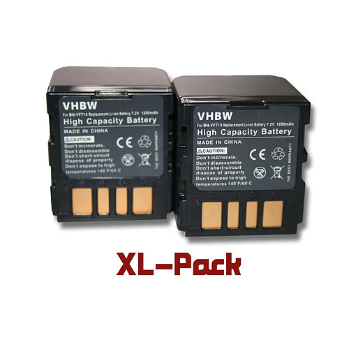 vhbw set 2 batteries 1200mAh caméscope JVC GR-DF565, GR-DF, 570, GR-DF590, GR-X5, GR-X5E, GR-X5EX, GZ-MG20, GZ-MG21, GZ-MG24, GZ-MG27 GZ-MG30 GZ-MG33