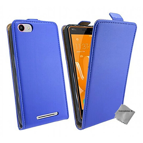 Htdmobiles Housse etui PU cuir fine pour Wiko Jerry + verre trempe - BLEU