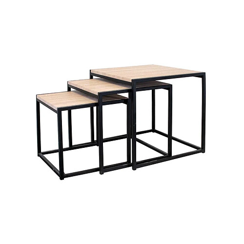 The Home Deco Factory Tables carrées gigognes métal et bois (Lot de 3) noir.