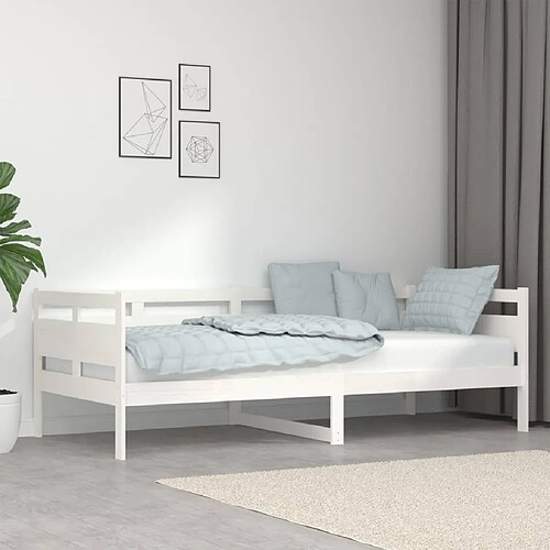 vidaXL Lit de jour sans matelas blanc bois de pin massif 90x200 cm