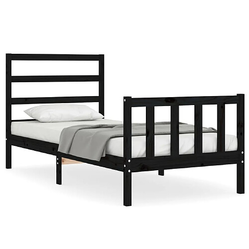 Maison Chic Cadre/structure de lit avec tête de lit pour adulte - Lit Moderne Chambre noir petit simple bois massif -MN59286