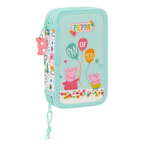 Plumier double Peppa Pig Cosy corner Bleu clair (28 pcs)