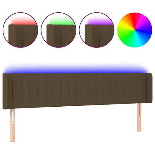 Maison Chic Tête de lit moderne à LED lumineuse pour chambre - Décoration de lit Marron foncé 163x16x78/88 cm Tissu -MN53778