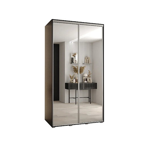 Abiks Meble Armoire à portes coulissantes Davos 2 H235.2 x L140 x P60 2 portes coulissante (Noir/Noir/Argent)