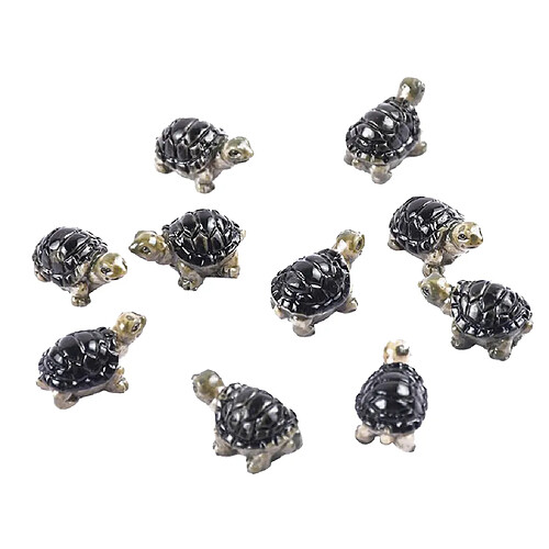 10 Pièces Mini Résine De Tortue De Mer Décor Ornement Permanent Craft Kit Noir