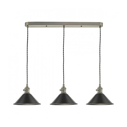 Luminaire Center Suspension Hadano Étain antique,chrome antique 3 ampoules 114cm