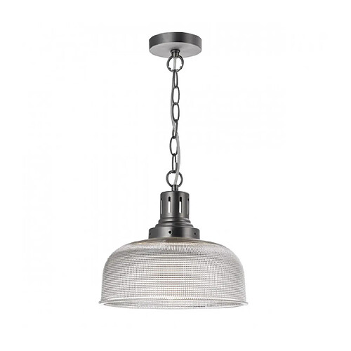 Luminaire Center Suspension Tack nickel mat et verre téxturé 1 ampoule