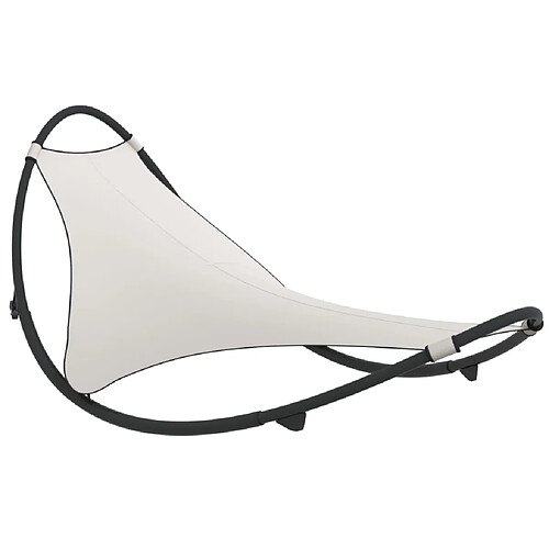 Helloshop26 Transat design chaise longue bain de soleil lit de jardin terrasse meuble d'extérieur à bascule avec roues acier et textilène crème 02_0012961