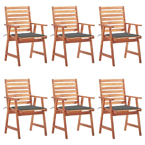 Maison Chic Lot de 6 Chaises à dîner de jardin avec coussins,Fauteuil/Chaises à manger d'extérieur Acacia massif -MN56953