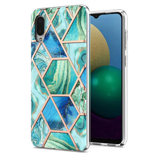 Coque en TPU 2,0mm, IMD, motif marbre, électroplaqué vert pour votre Samsung Galaxy A02/M02