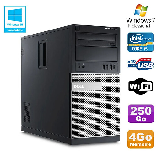 PC Tour Dell Optiplex 7010 Core I5-3470 3.2Ghz 4Go Disque 250Go DVD WIFI Win 7 · Occasion