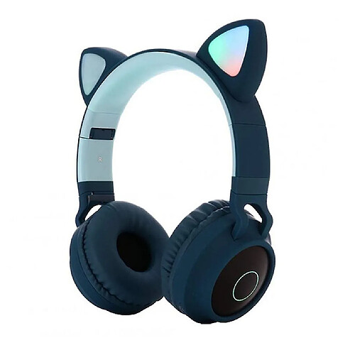 Universal Mignon oreille de chat bluetooth 5.0 casque casque sans fil stéréo arrière pliable avec microphone lampe led support radio FM/carte TF/téléphone portable auxiliaire/téléphone intelligent auxiliaire PC TA