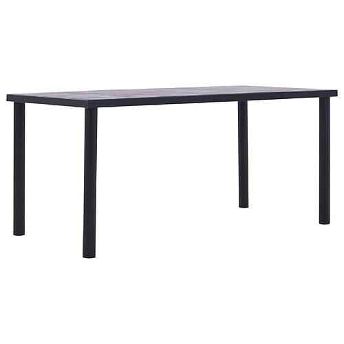 vidaXL Table à manger Noir et gris béton 160x80x75 cm MDF