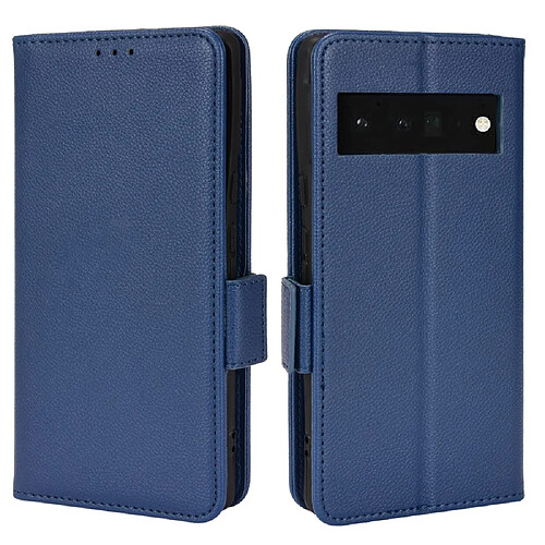 Etui en PU texture litchi, antichoc avec support, bleu foncé pour votre Google Pixel 6 Pro