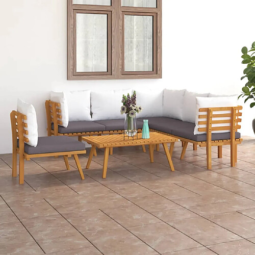 vidaXL Salon de jardin 7 pcs avec coussins Bois d'acacia solide