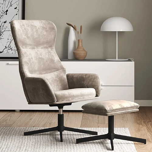 vidaXL Chaise de relaxation avec tabouret Gris clair Velours