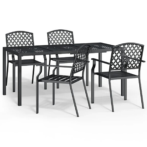 Maison Chic Ensemble de salle à manger de jardin 5 pcs,Table et chaises d'extérieur anthracite acier -GKD515306