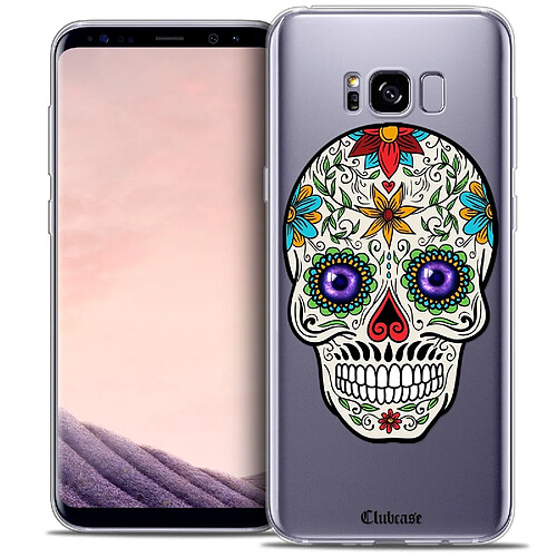 Caseink Coque Housse Etui Samsung Galaxy S8+/ Plus (G955) [Crystal Gel HD Collection Skull Design Maria's Flower - Souple - Ultra Fin - Imprimé en France]