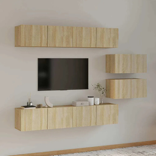 Maison Chic Ensemble de meubles TV 6 pcs | Banc TV Moderne pour salon | Meuble de Rangement - Chêne sonoma Bois d'ingénierie -MN50722