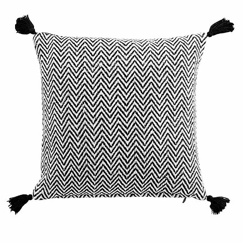 Paris Prix Coussin Déco à Pompons Basile 40x40cm Noir