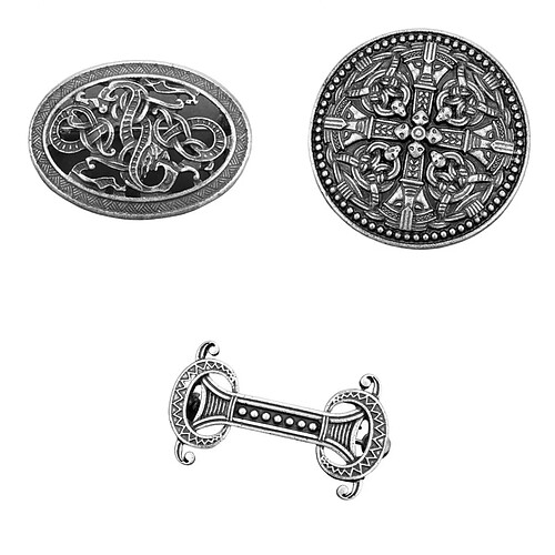 3x Broche Épingle à Capuchon Boucle Médiévale Amulette Nordique Viking