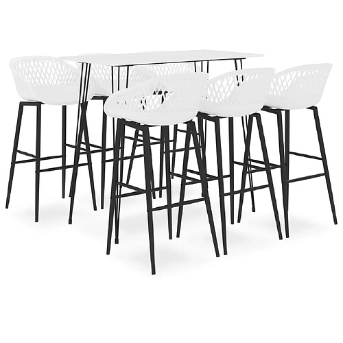 vidaXL Ensemble de bar 7 pcs Blanc