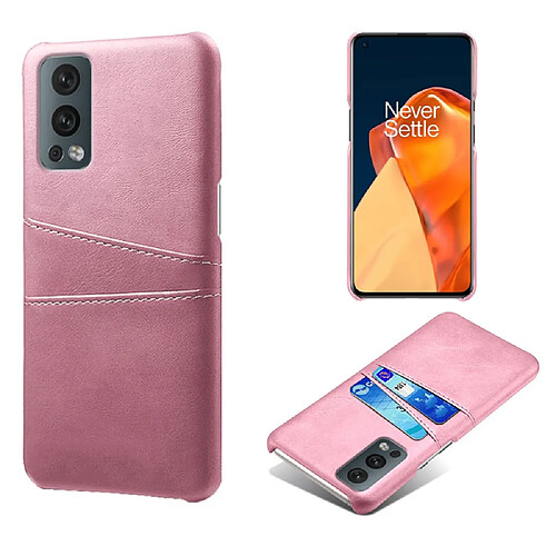 Coque en TPU + PU double porte-cartes, anti-chute, or rose pour votre OnePlus Nord 2 5G