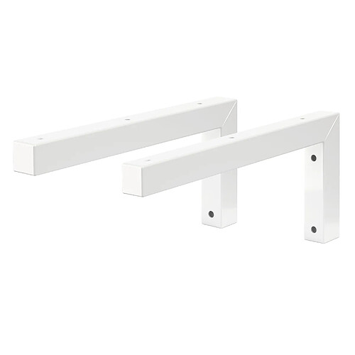 ML-Design Set 2x Consoles Murale en Forme de L, 300x150x30 mm, Blanc, Acier, Design Flottant Équerre, Supports d'Étagère en Angle pour Lavabo/Table pour Salle de Bain/Salon, Matériel de Montage Inclus