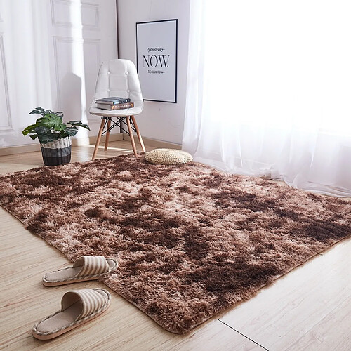 LUUCOZK Tapis moelleux et doux à poils longs pour chambre et salon - Café-100x200 cm