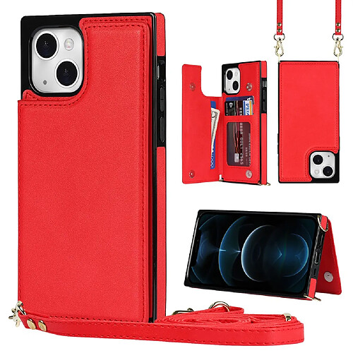 Coque en TPU + PU avec fonction de blocage RFID anti-vol, auto-absorbée rouge pour votre iPhone 13 6.1 pouces