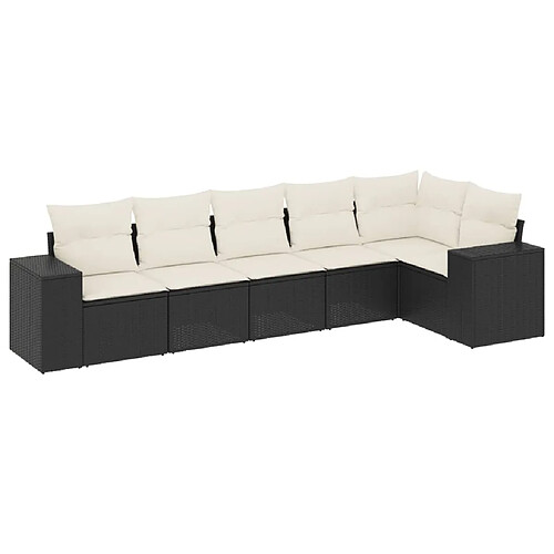 Maison Chic Ensemble Tables et chaises d'extérieur 6pcs avec coussins,Salon de jardin noir résine tressée -GKD757867