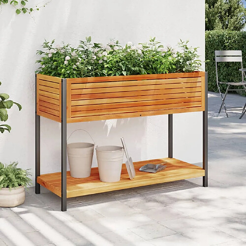 vidaXL Jardinière et étagère 110x45x80cm bois massif d'acacia et acier