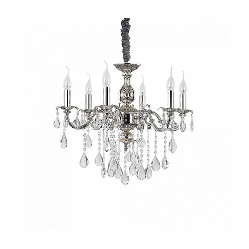 Ideal Lux Suspension Argentée en cristal IMPERO 6 ampoules