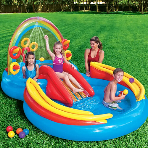 INTEX Piscine gonflable Rainbow Ring Play Center 297x193x135cm 57453NP