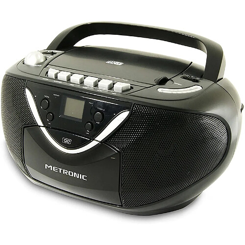 Metronic mini chaine hifi Radio Lecteur CD MP3 avec Lecteur Enregistreur Cassette noir