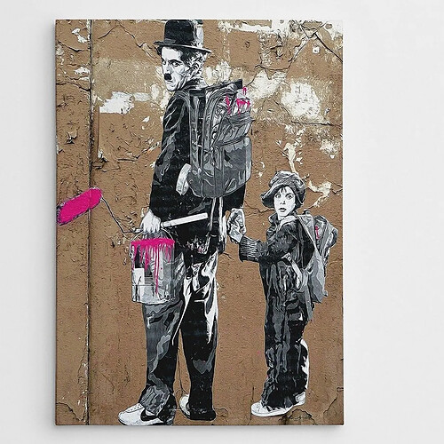 EPIKASA Impression sur Toile Banksy Charlie Chaplin