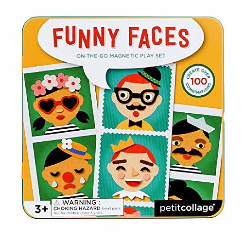 Petit Collage Silly Funny Faces Magnetic On-The-Go Travel Play Set Multicolor