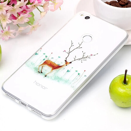 Wewoo Coque pour Huawei P8 Lite 2017 Arbre Branche Elk Motif Haute Transparence Souple TPU Étui de Protection