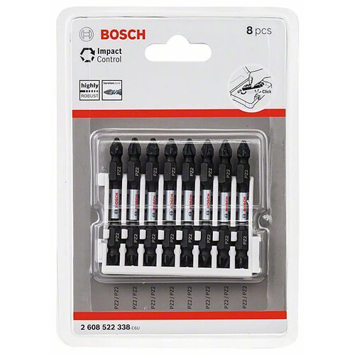 Bosch Set d?embouts de vissage Impact Control, 8 pièces, PZ2, 65 mm - 2608522338