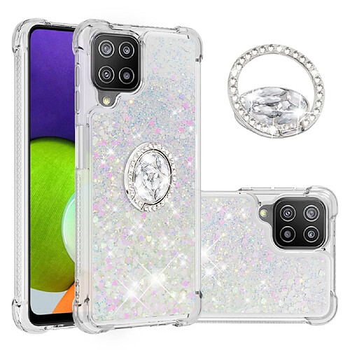 Coque en TPU Antichoc aux sables mouvants à motifs avec béquille en forme d'anneau Coeurs brillants pour votre Samsung Galaxy A22 4G (EU Version)