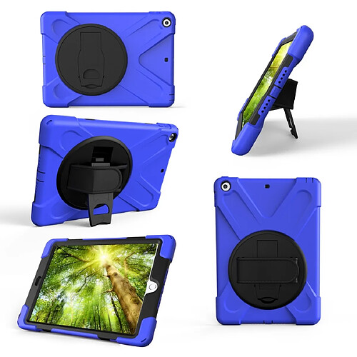 Wewoo Housse Coque Pour Galaxy Tab A 10.1 ?2019? T510 / T515 Rotation à 360 degrés PC + étui de protection en silicone avec support et dragonne bleu foncé