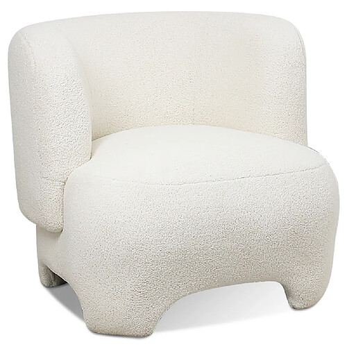 ICONIK INTERIOR Fauteuil Rembourré - Fauteuil en Tissu Bouclé - Magnolia Blanc