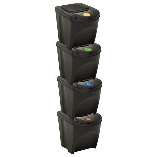 vidaXL Poubelles empilables 4 pcs Anthracite 100 L