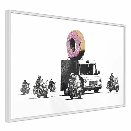 Paris Prix Affiche Murale Encadrée Banksy Donuts Strawberry 45 x 30 cm Blanc