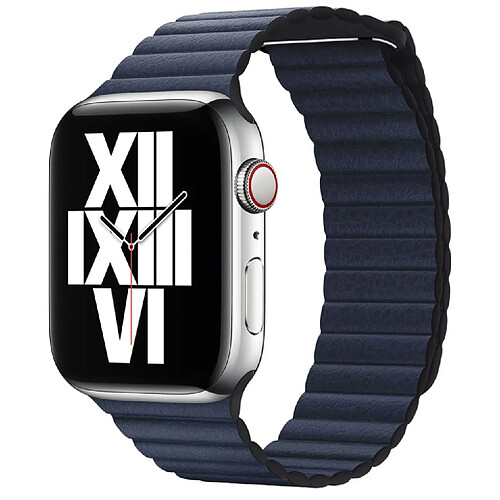 ?Leather Loop pour Apple Watch Series 1 á 10 / SE / Ultra (2) (44/45/46/49 mm) - Taille L - Diver Blue