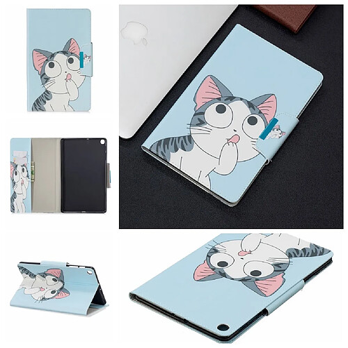 Etui en PU modèle d'impression fermoir large chat pour votre Samsung Galaxy Tab A 10.1 (2019) T510 T515