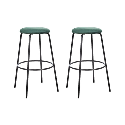 Beliani Tabouret de bar Set de 2 Velours Vert émeraude MORTON